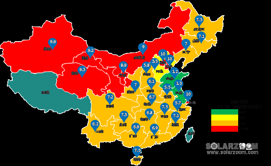 中国各省份的大型地面光伏风险指数地图(西藏和台湾未纳入分析)图片